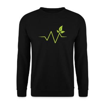Herzschlag Natur Pflanze Heartbeat - Unisex Pullover - Schwarz - Vorne - Alina (178cm) & Michal (187cm)