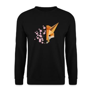 Japanische Kirschblüten Sakura Fuchs - Unisex Pullover - Schwarz - Vorne - Alina (178cm) & Michal (187cm)