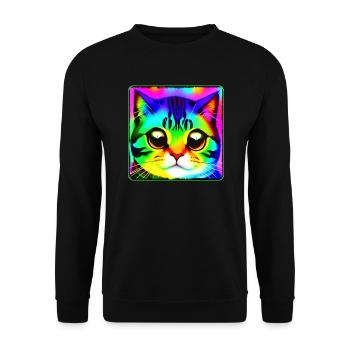Chat de mauvaise humeur aux couleurs vives - Sweat-shirt Unisexe - noir - Devant - Alina (178cm) & Michal (187cm)