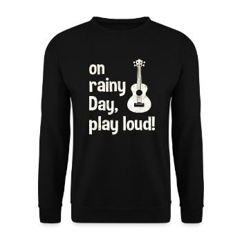 Ukulele: on rainy day, play loud! - Unisex Pullover - Schwarz - Vorne - Alina (178cm) & Michal (187cm)