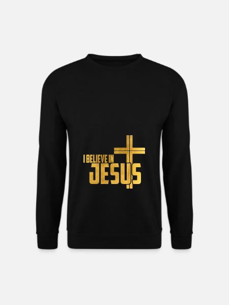 I believe in Jesus - Gott Kreuz Christus Spruch - Unisex Pullover - Schwarz