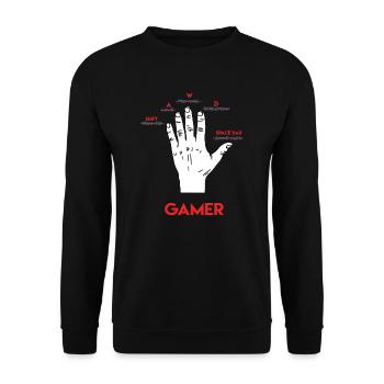 Gamer Shirt- Gamers Hand Back - Unisex Pullover - Schwarz - Vorne - Alina (178cm) & Michal (187cm)