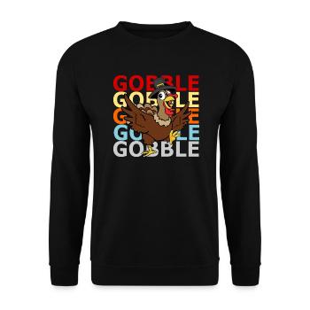 Retro Vintage Style Thanksgiving Truthahn Pute - Unisex Pullover - Schwarz - Vorne - Alina (178cm) & Michal (187cm)