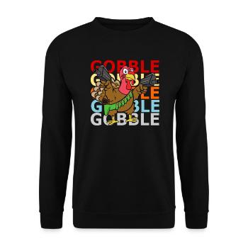 Retro Vintage Style Thanksgiving Truthahn Pute - Unisex Pullover - Schwarz - Vorne - Alina (178cm) & Michal (187cm)