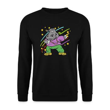 Dabbing Dab Hippopotamus Hippo Disco Party - Unisex Sweatshirt - black - Front - Alina (178cm) & Michal (187cm)