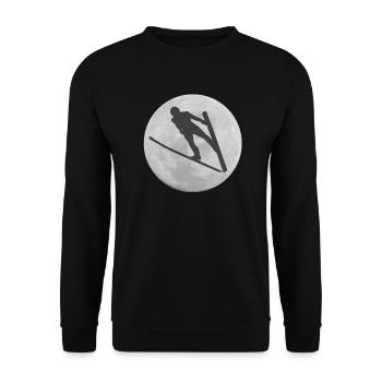 Ski Jumping Ski Jumper Figure Moon Full Moon Winter - Unisex Sweatshirt - black - Front - Alina (178cm) & Michal (187cm)