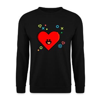 Herz Valentinstag Liebe Suess Manga Comic Anime - Unisex Pullover - Schwarz - Vorne - Alina (178cm) & Michal (187cm)