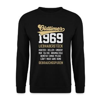 57. GEBURTSTAG OLDTIMER 1969 - Unisex Pullover - Schwarz - Vorne - Alina (178cm) & Michal (187cm)