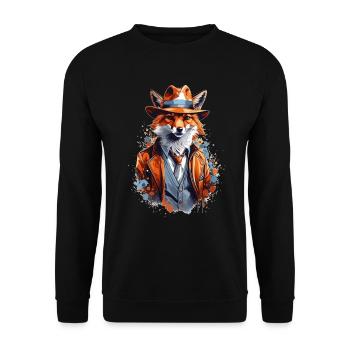 Renard avec chapeau - Sweat-shirt Unisexe - noir - Devant - Alina (178cm) & Michal (187cm)