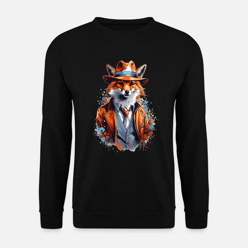 Fox with hat - Unisex Sweatshirt - black