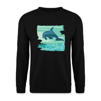 Dolphin Bottlenose Marine mammal jumps out of the sea - Unisex Sweatshirt - black - Front - Alina (178cm) & Michal (187cm)