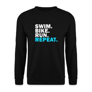 Triathlon - SWIM BIKE RUN REPEAT - Unisex Pullover - Schwarz - Vorne - Alina (178cm) & Michal (187cm)