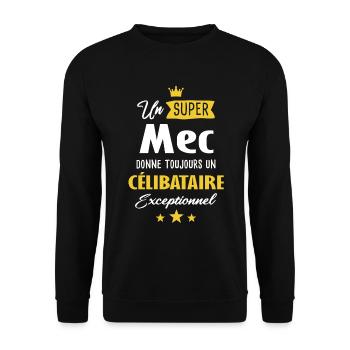 Mec célibataire célibat - Sweat-shirt Unisexe - noir - Devant - Alina (178cm) & Michal (187cm)