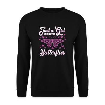 Juste une fille qui aime les papillons - Sweat-shirt Unisexe - noir - Devant - Alina (178cm) & Michal (187cm)