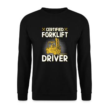 Conducteur de chariot élévateur - Conducteur de chariot élévateur - Sweat-shirt Unisexe - noir - Devant - Alina (178cm) & Michal (187cm)