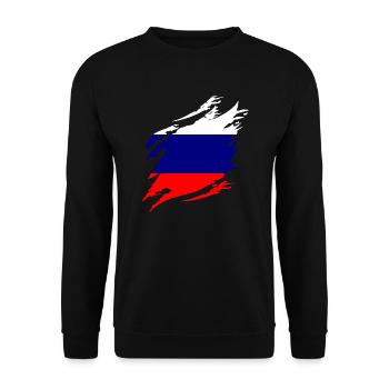 Drapeau de russie Vintage Drapeau russe d’occasion Look - Sweat-shirt Unisexe - noir - Devant - Alina (178cm) & Michal (187cm)