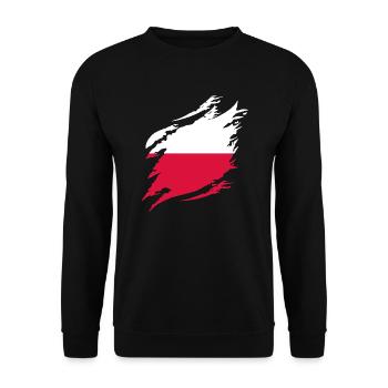 Drapeau de Pologne utilisé Look Polska Drapeau polonais - Sweat-shirt Unisexe - noir - Devant - Alina (178cm) & Michal (187cm)