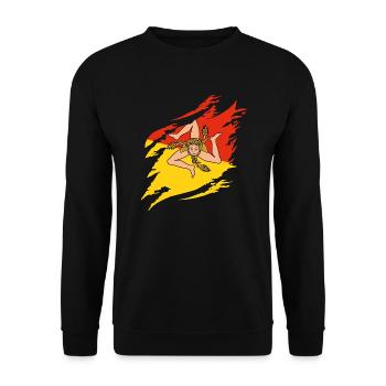 Drapeau de la Sicile Italie Palerme Trinacria Italia - Sweat-shirt Unisexe - noir - Devant - Alina (178cm) & Michal (187cm)