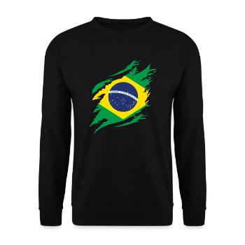 Brasilien Flagge Brasilianische Fahne Südamerika - Unisex Pullover - Schwarz - Vorne - Alina (178cm) & Michal (187cm)