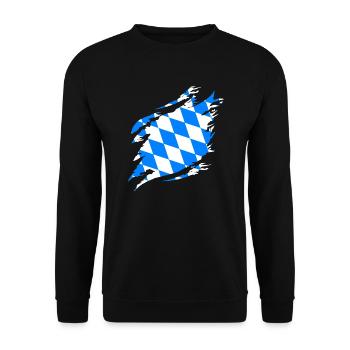 Bavaria Flag Used Look Bavarian Flag Vintage - Unisex Sweatshirt - black - Front - Alina (178cm) & Michal (187cm)