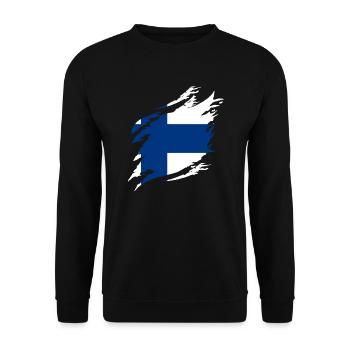 Finland Flag Suomi Finnish Flag Used Look - Unisex Sweatshirt - black - Front - Alina (178cm) & Michal (187cm)