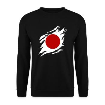 Japan Flag Used Look Nihon Japanese Flag - Unisex Sweatshirt - black - Front - Alina (178cm) & Michal (187cm)