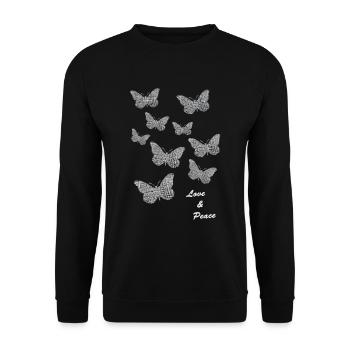 butterflies Schmetterlinge - Unisex Pullover - Schwarz - Vorne - Alina (178cm) & Michal (187cm)