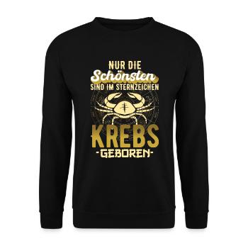 Sternzeichen Krebs Geburtstag Geschenk - Unisex Pullover - Schwarz - Vorne - Alina (178cm) & Michal (187cm)
