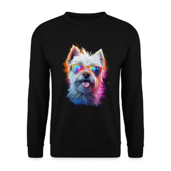 Yorkshire Terrier Hund mit Brille - Unisex Pullover - Schwarz - Vorne - Alina (178cm) & Michal (187cm)