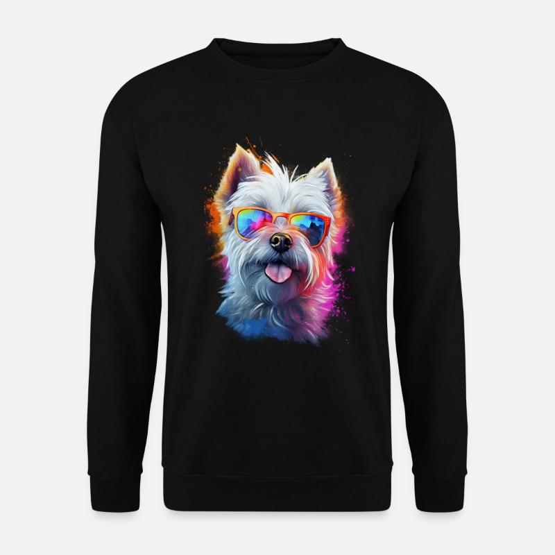 Yorkshire Terrier Hund mit Brille - Unisex Pullover - Schwarz
