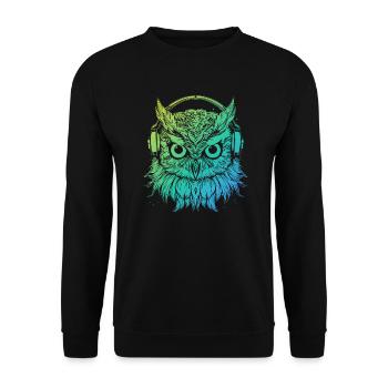 Owl Night Owl Techno Headphones DJ Rave - Unisex Sweatshirt - black - Front - Alina (178cm) & Michal (187cm)