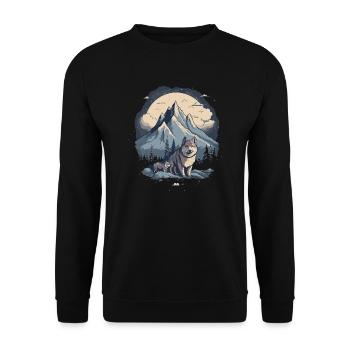 Husky Hund Schlittenhund - Unisex Pullover - Schwarz - Vorne - Alina (178cm) & Michal (187cm)