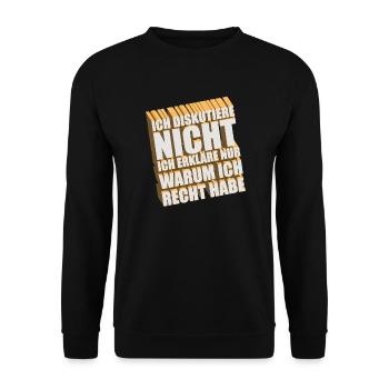 Ich diskutiere nicht Ich erkläre nur warum ich... - Unisex Pullover - Schwarz - Vorne - Alina (178cm) & Michal (187cm)