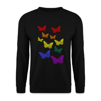 LGBT Pride Butterflies - Unisex Pullover - Schwarz - Vorne - Alina (178cm) & Michal (187cm)