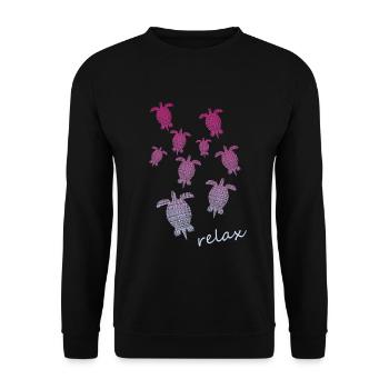 Schildkröte Turtle - Unisex Pullover - Schwarz - Vorne - Alina (178cm) & Michal (187cm)