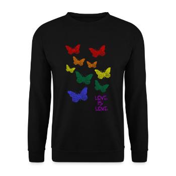 Regenbogen Rainbow LGBTQ CSD - Unisex Pullover - Schwarz - Vorne - Alina (178cm) & Michal (187cm)