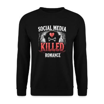Social Media Killed the Romance | Relationship - Unisex Pullover - Schwarz - Vorne - Alina (178cm) & Michal (187cm)