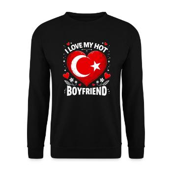 Hot Turkish Boyfriend - Liebe - Unisex Pullover - Schwarz - Vorne - Alina (178cm) & Michal (187cm)