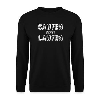 Saufen statt Laufen - Das Kulrtshirt - Unisex Pullover - Schwarz - Vorne - Alina (178cm) & Michal (187cm)