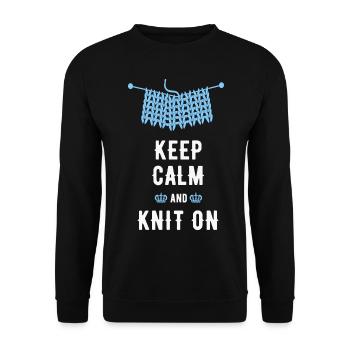Stricken Spruch, lustiger Spruch, Keep-Calm - Unisex Pullover - Schwarz - Vorne - Alina (178cm) & Michal (187cm)