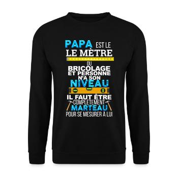 Papa bricolage. Cadeau humour bricoleur - Sweat-shirt Unisexe - noir - Devant - Alina (178cm) & Michal (187cm)