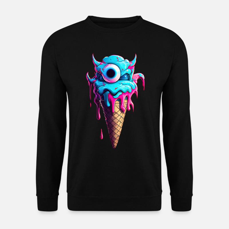 Monster der Eiswaffel - Unisex Pullover - Schwarz