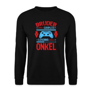Bruder Level Complete Werdender Onkel Loading - Unisex Pullover - Schwarz - Vorne - Alina (178cm) & Michal (187cm)