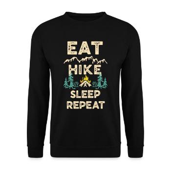 Eat Hike Sleep Repeat - Unisex Pullover - Schwarz - Vorne - Alina (178cm) & Michal (187cm)