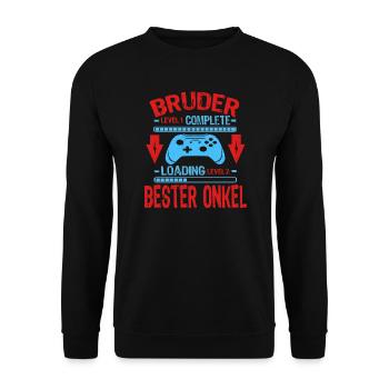 Bruder Level Complete Werdender Onkel Loading - Unisex Pullover - Schwarz - Vorne - Alina (178cm) & Michal (187cm)
