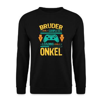 Bruder Level Complete Werdender Onkel Loading - Unisex Pullover - Schwarz - Vorne - Alina (178cm) & Michal (187cm)