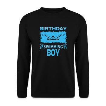 Birthday Boy Of the Birthday Boy Swimming Family - Unisex Pullover - Schwarz - Vorne - Alina (178cm) & Michal (187cm)