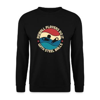 Les joueurs de flipper le font avec des boules d’acier au motif rétro - Sweat-shirt Unisexe - noir - Devant - Alina (178cm) & Michal (187cm)