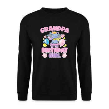Grandpa Of the Birthday Girl Elephant Family Party - Unisex Sweatshirt - black - Front - Alina (178cm) & Michal (187cm)