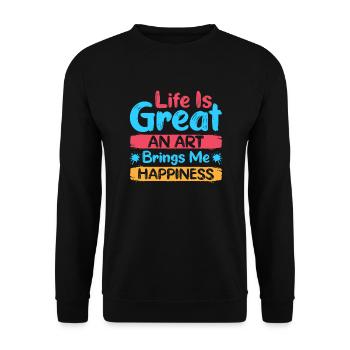 Artist Painter Graphic Art Brings Me Happiness - Unisex Pullover - Schwarz - Vorne - Alina (178cm) & Michal (187cm)